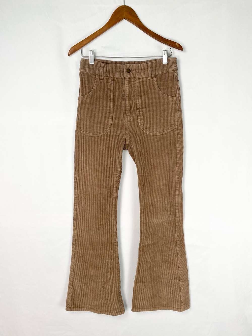 Hammies Brown Bell Bottoms Corduroy Size 28 High Rise Pocket Flare